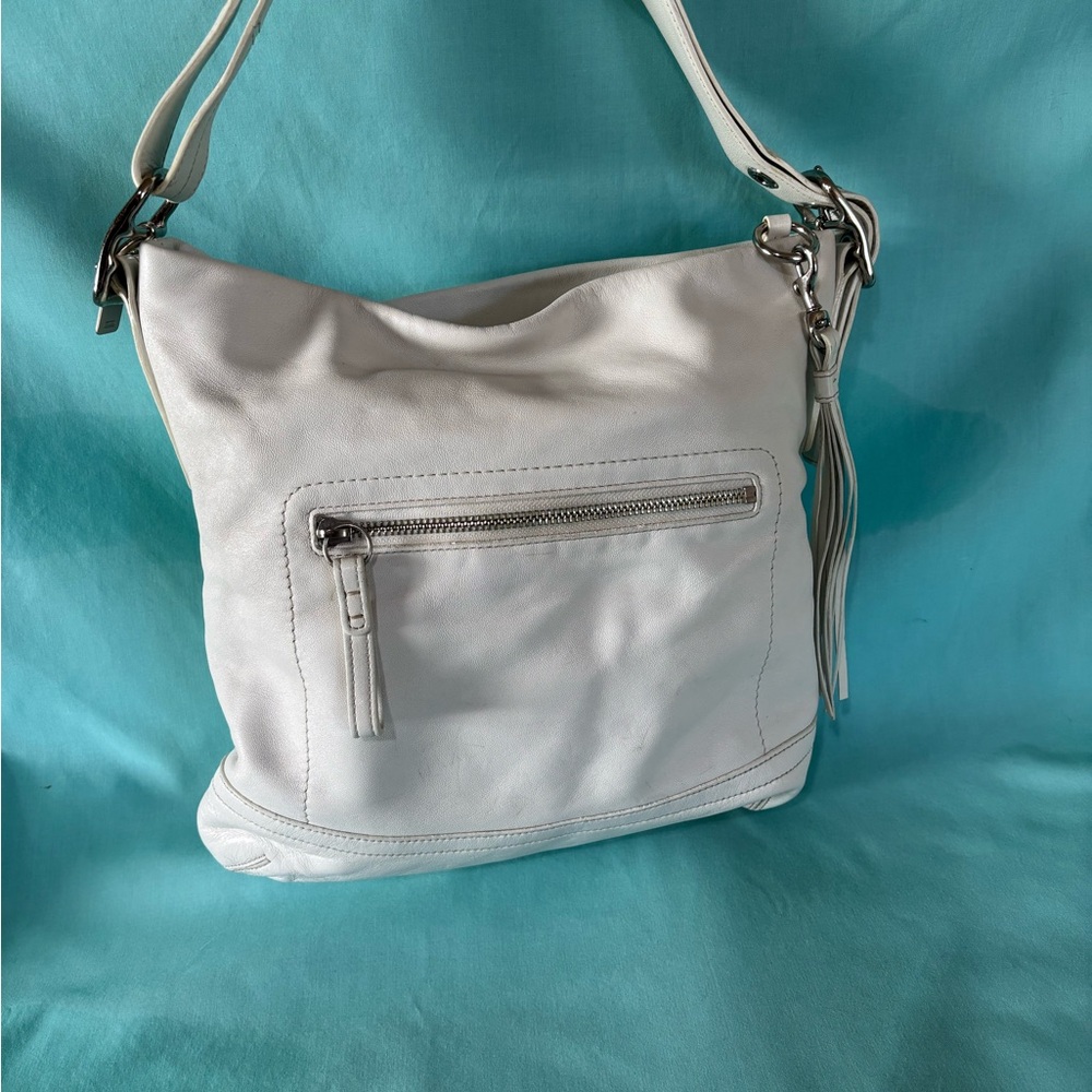 COACH -1414 White Tassel Shoulder Bag